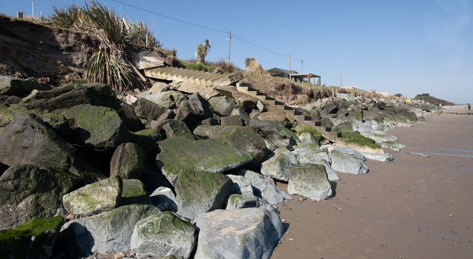 Severe damage to the concrete steps in Rosslare due to erosion.  Photo: Jim Campbell


