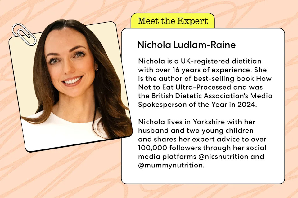 Graphic introducing dietician Nichola Ludlam-Raine.