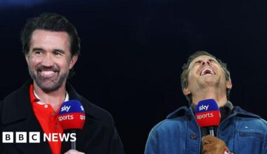 Ryan Reynolds and Rob Mac make commentating debut at Swansea v Wrexham - BBC