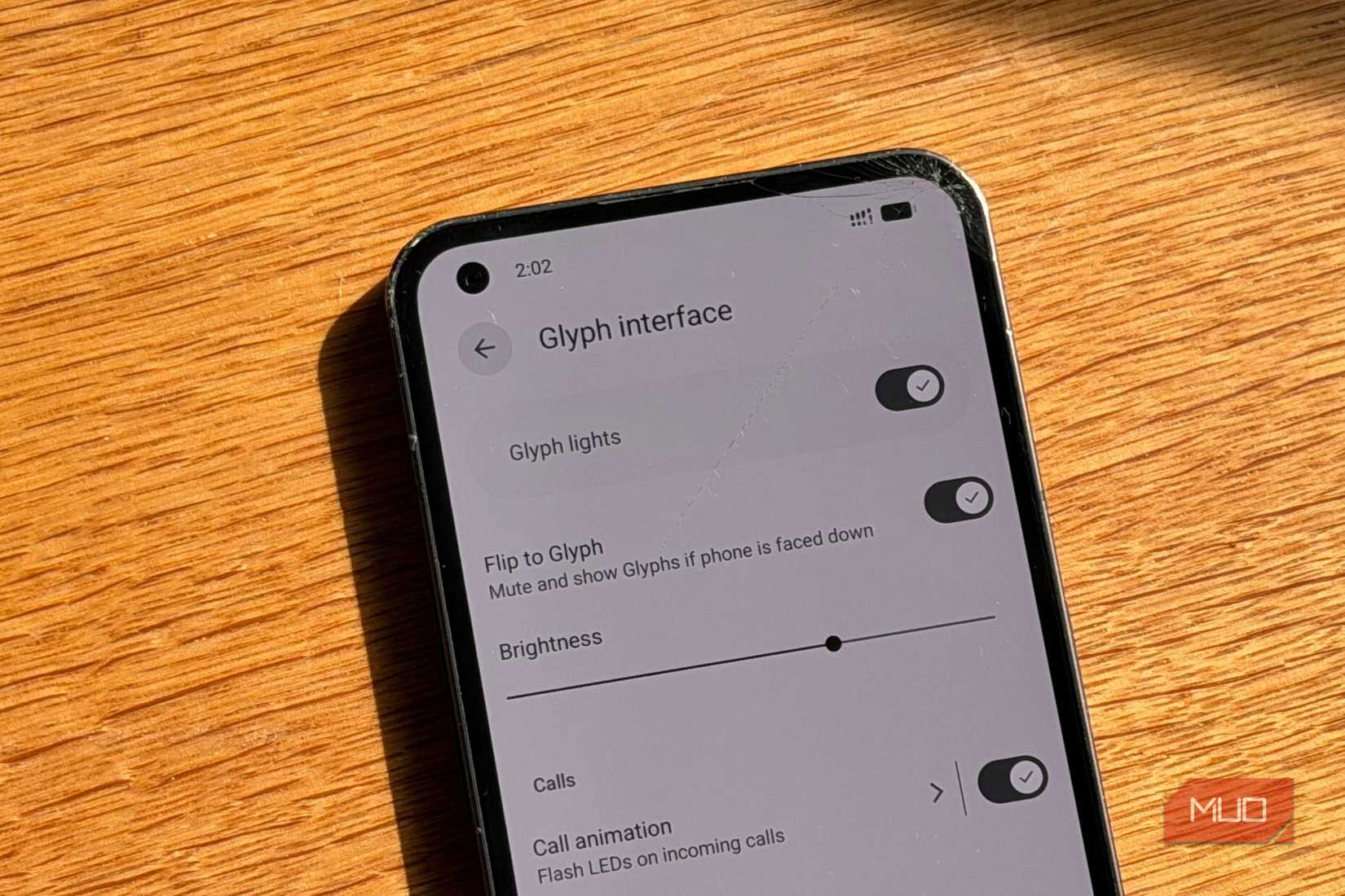 Android phone running LineageOS showing the Glyph interface