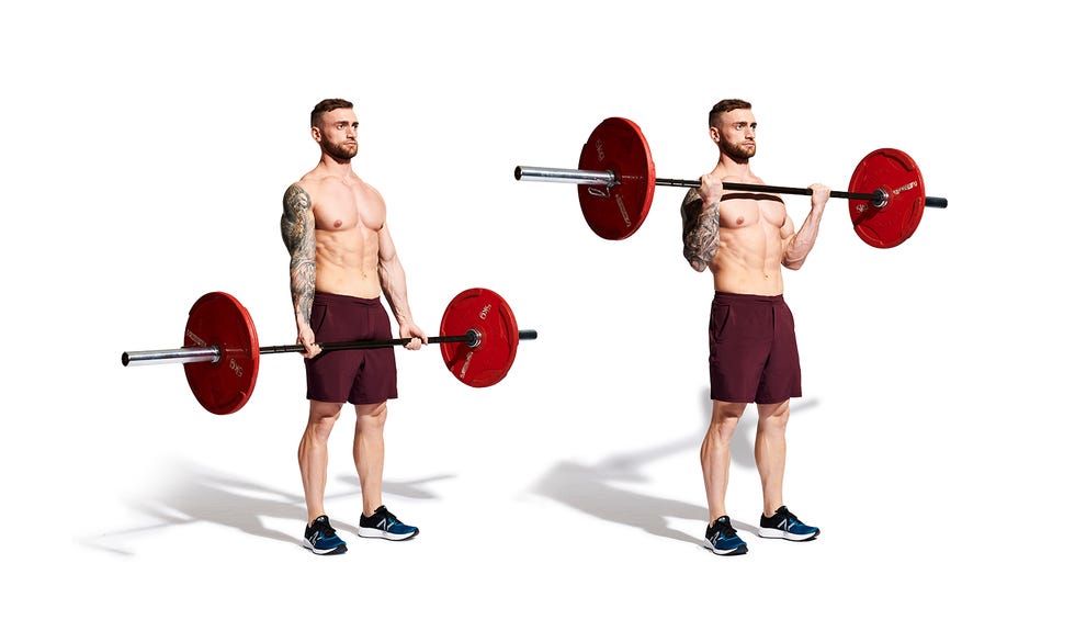 barbell curl muscular young man lifting weights outside barbell curl