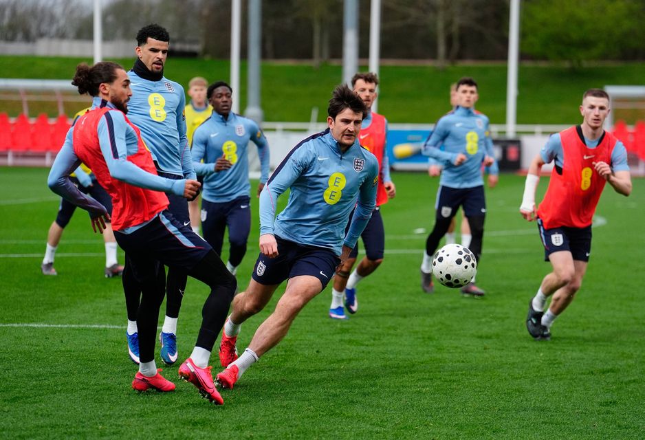 England's Harry Maguire during a training session at St George's Park, Burton upon Trent yesterday.