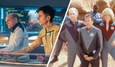 Split image showing screenshots from Star Trek: Starfleet Academy &amp; Galaxy Quest
