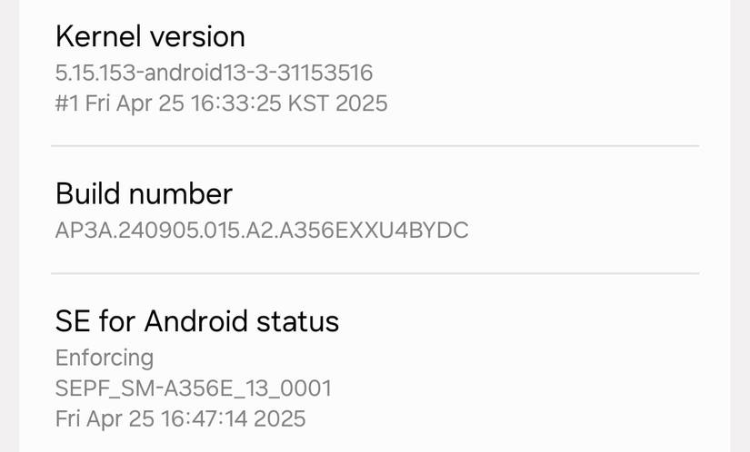 Build number on Samsung Galaxy