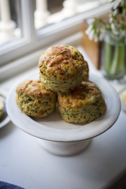 Wild Garlic & Cheddar Scones. Photo: Donal Skehan & Tara Fisher; Food styling: Charlotte O’Connell