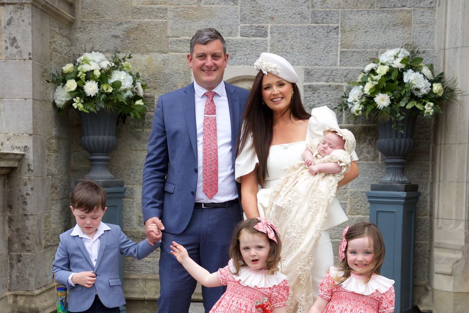 Jennifer Wrynne and husband Colm at the christening of youngest daughter Amelia Rose with son Alexander and twin daughters Amber and Isabella