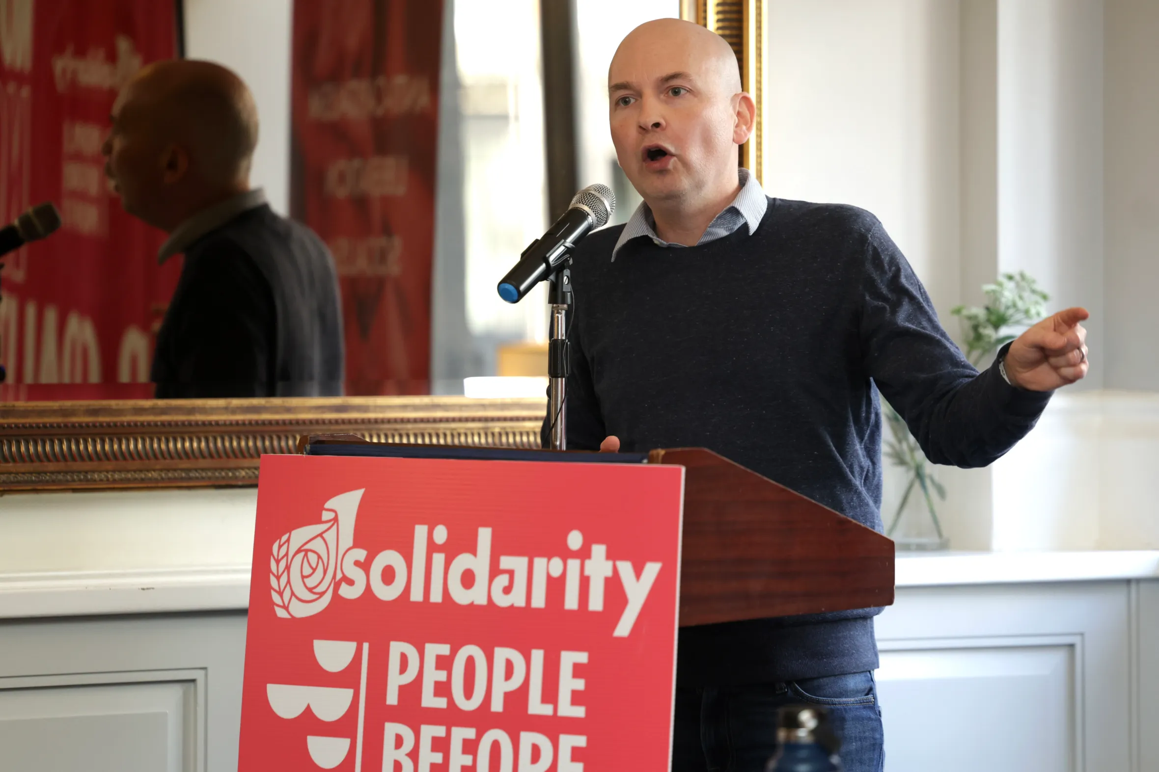 Paul Murphy TD speaking at the People Before Profit-Solidarity annual conference in Dublin.