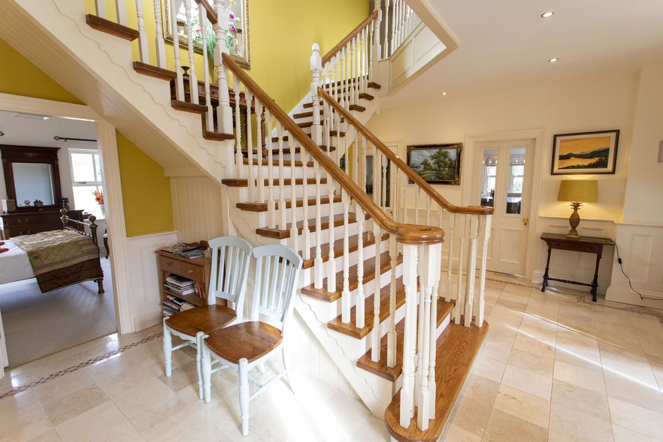 The elaborate bifurcated staircase at Glasmor Country House, Ballyfinnane, Firies, Co Kerry