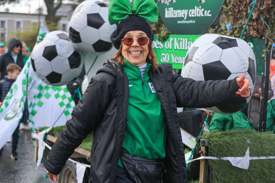 Mary Lyne, Killarney Celtic,  enjoying  the St Patrick's Festival Parade, in Killarney town on Tuesday, organised by Killarney Chamber of Tourism and Commerce. The parade featured over 60 community groups from the surrounding area. Photo by Valerie O'Sullivan. 
