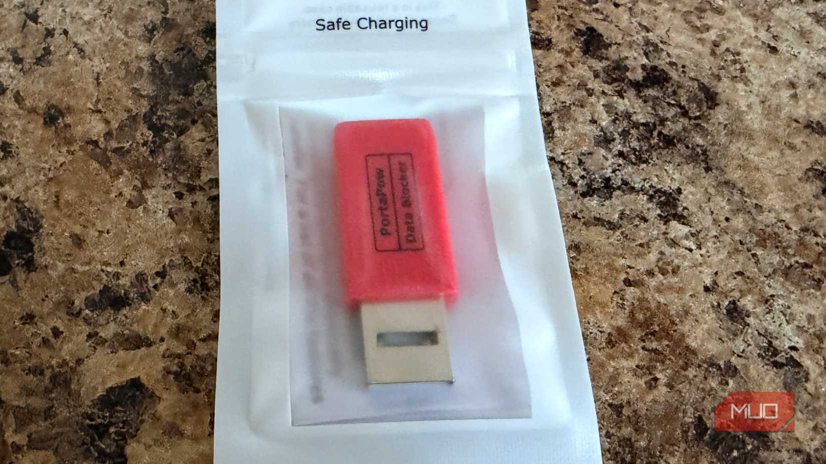 A USB-C to USB-A data blocker.