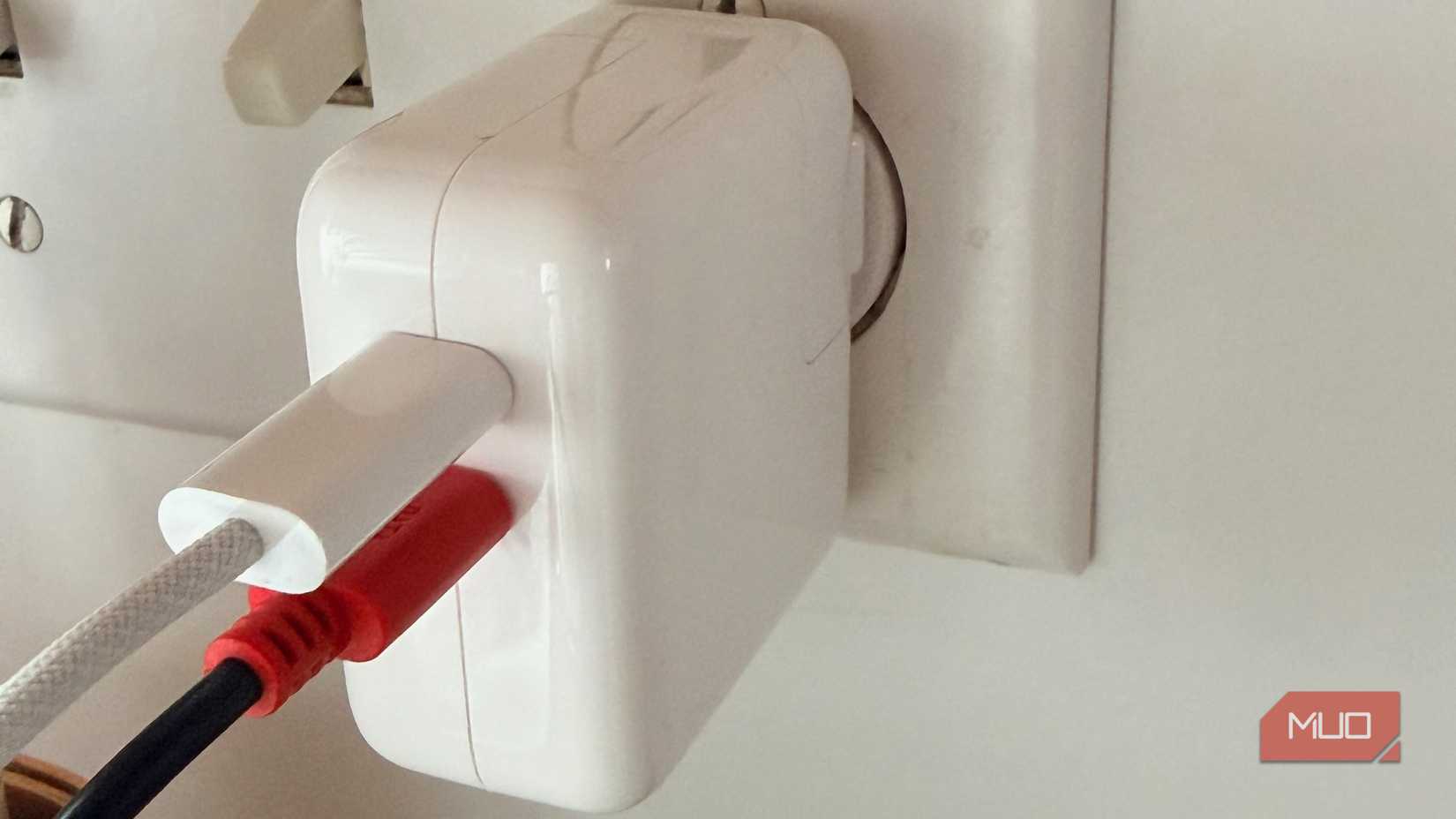 A data blocker attached to a charging device.