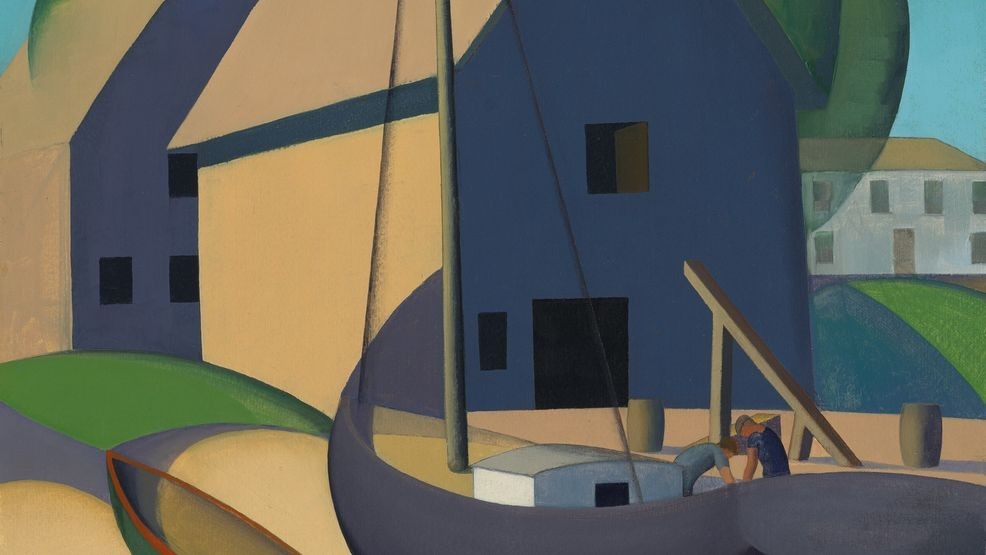 George Ault (1891–1948), Provincetown: Boat and Houses, 1922, oil on board. Collection of Charles Butt.