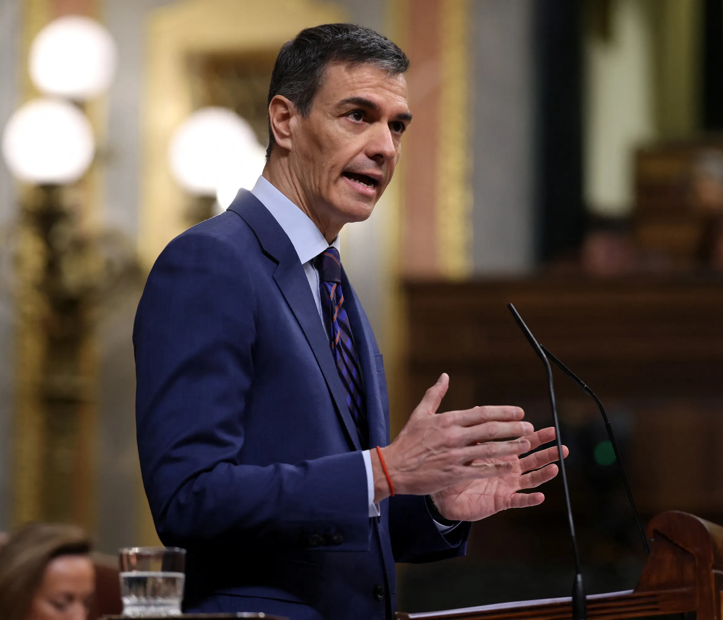 Spain's Prime Minister Pedro Sanchez addresses parliament.