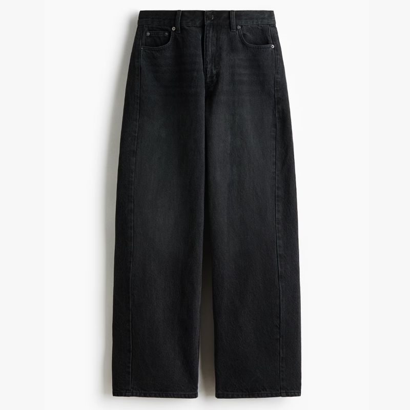 black barrel leg jeans