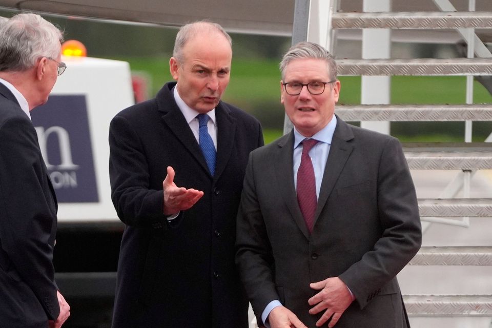 Taoiseach Micheal Martin (left) welcomes Prime Minister Sir Keir Starmer to Cork Airport ahead of the UK-Ireland summit. Picture date: Thursday March 12, 2026. PA Photo. Photo credit should read: Brian Lawless/PA Wire
