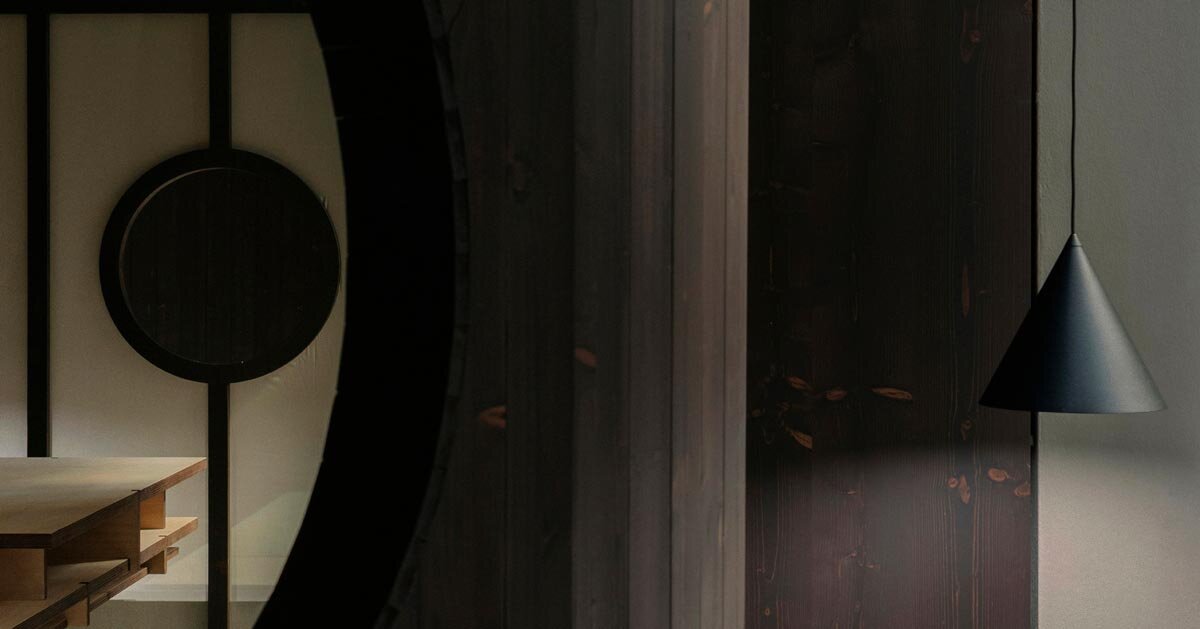 perforated wooden screens filter light and shadow within milan ceramic workshop