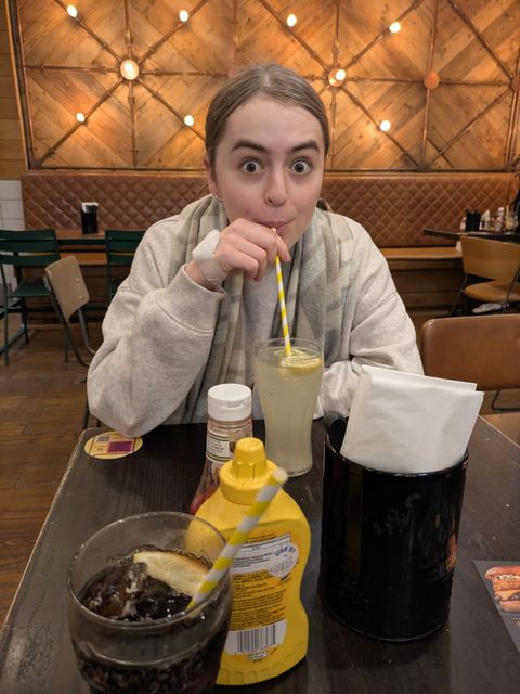 Maya Solecki relishing the opportunity to dine out again following a period of restricted diet and fluid intake while on dialysis (Family handout/ PA)