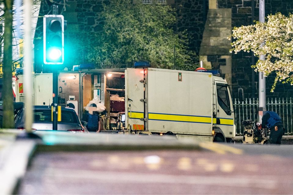 Bomb squad at the scene outside police station in Co Armagh