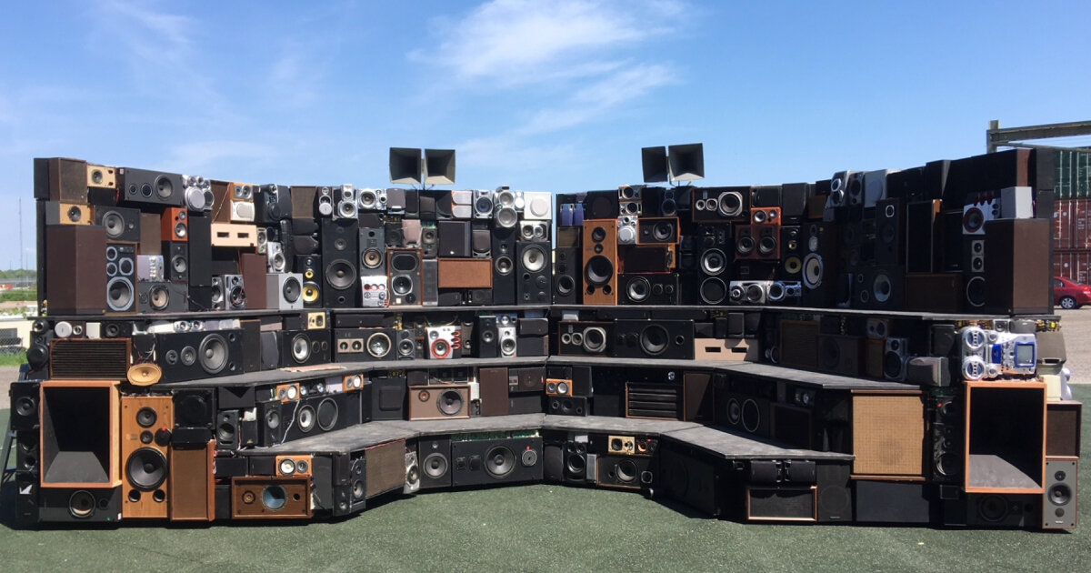 inside the functional recycled speakers by benoît maubrey