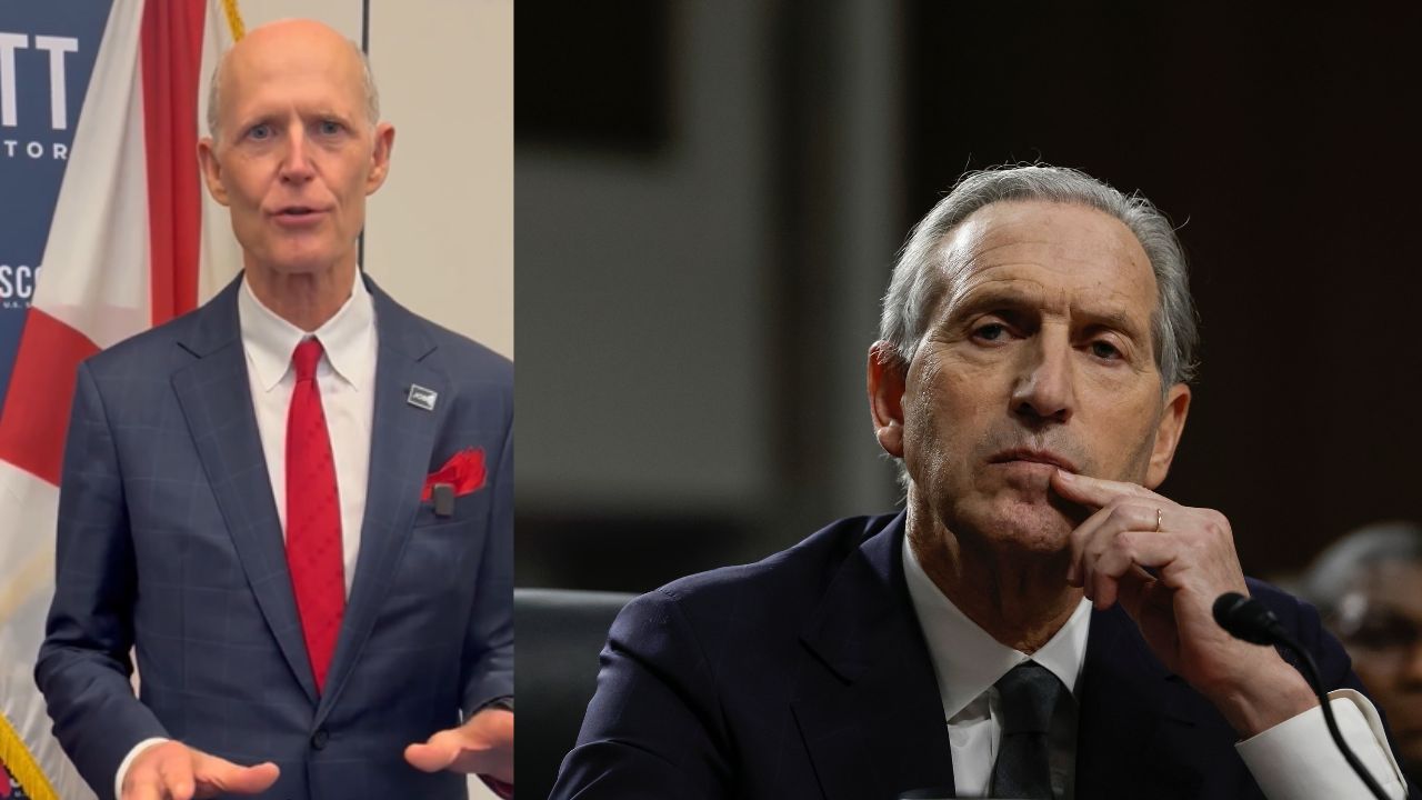 Sen. Rick Scott is mocking Howard Schultz for leaving Washington after Democrats passed an income t...