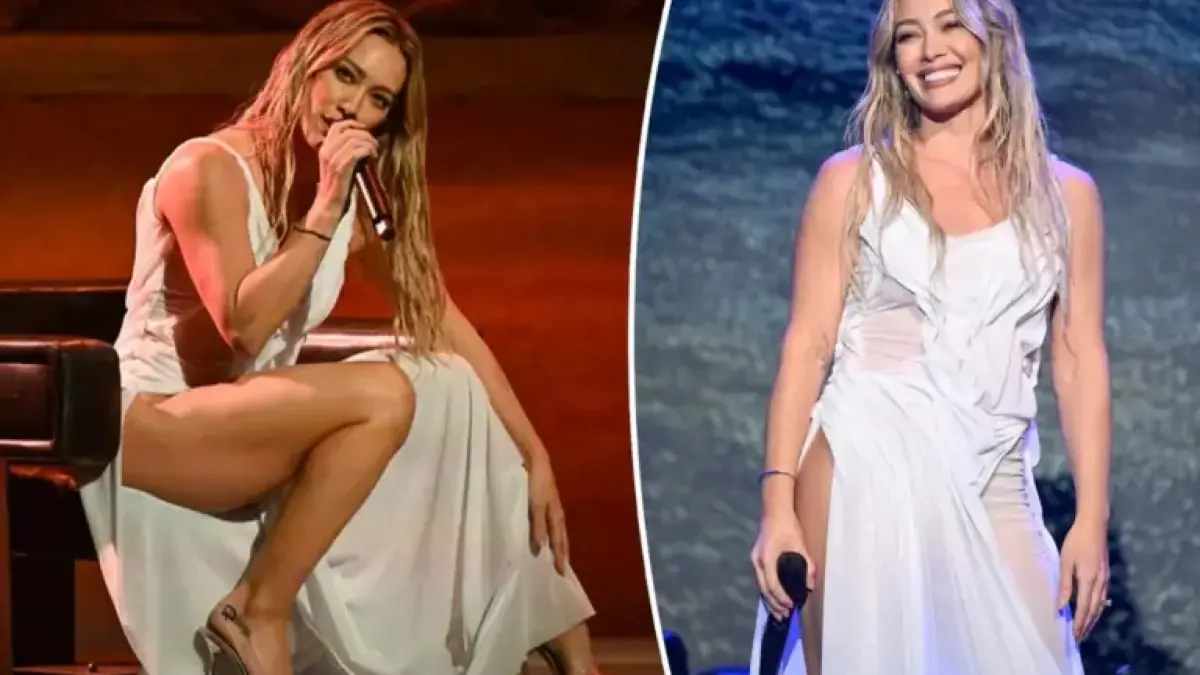 Hilary Duff Stuns in Wet-Look Dress on ‘The Tonight Show’