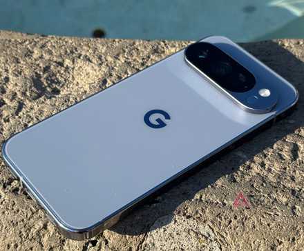 Google Pixel 10 Pro sitting on a fountain