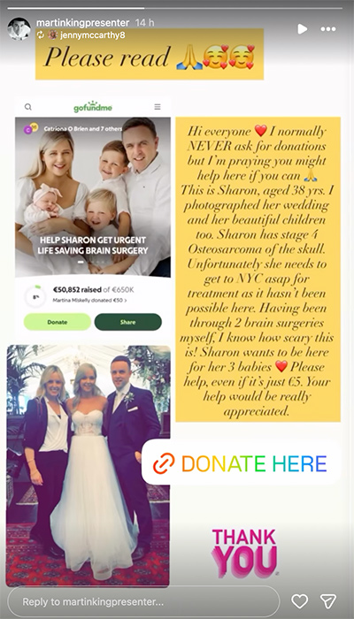 Jenny McCarthy throws her support behind Irish mum Sharon Ball who needs surgery in New York. Pic: Jenny McCarthy / Instagram