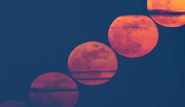 The March full moon glows red through Saharan dust in eerie composite view