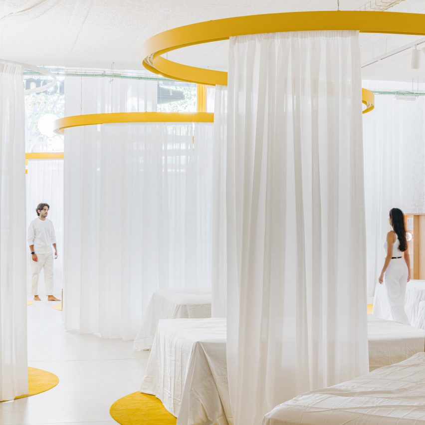 Yellow-accented mattress store