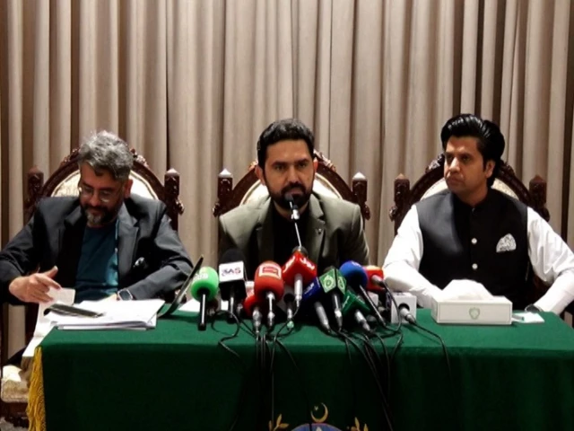 khber pakhtunkhwa chief minister sohail afridi addresses a press conference in peshawar alongside information adviser shafee jan and economic adviser muzammil aslam on sunday photo express
