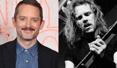 Elijah Wood in 2026, and Metallica performing onstage in 1992