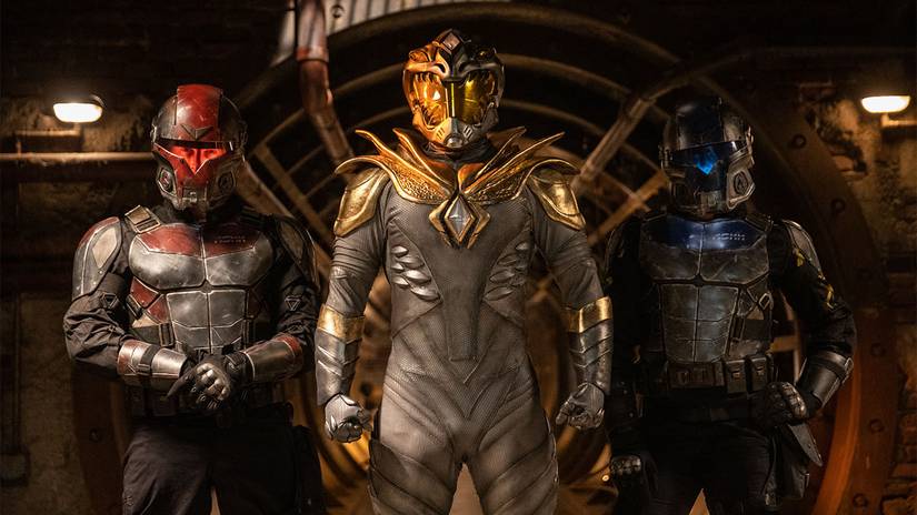 Three armored characters stand near each other in Legend of the White Dragon