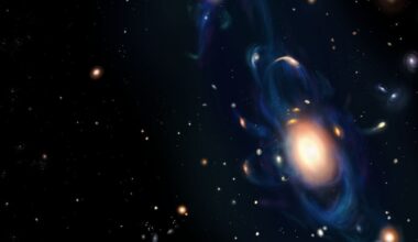 This artist's illustration shows a group of merging galaxies about 8.5 billion years away. A pair of merging neutron stars in one of these galaxies caused a kilonova explosion that generated what could be the most distant gamma-ray burst ever detected. Image Credit: Maria Cristina Fortuna/NASA/Chandra X-ray Center.