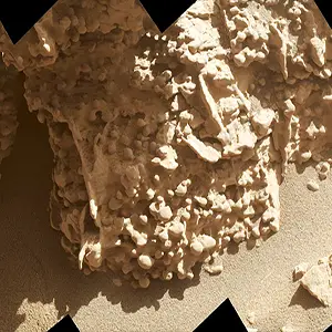 These bumpy nodules were formed by minerals left behind as groundwater was drying out on Mars billions of years ago. NASA’s Curiosity rover captured images of these pea-size features while exploring geologic formations called boxwork on Aug. 21, 2025. Credit: NASA/JPL-Caltech/MSSS