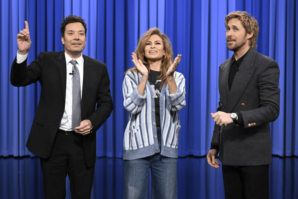 Eva Mendes Makes Rare Public Appearance With Ryan Gosling on Fallon's Tonight Show
