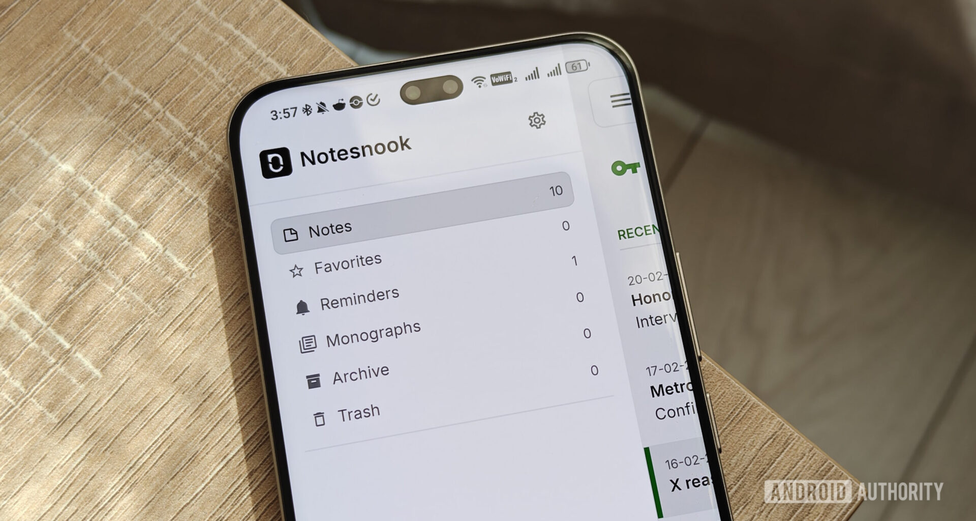 a menu showing different options in notesnook