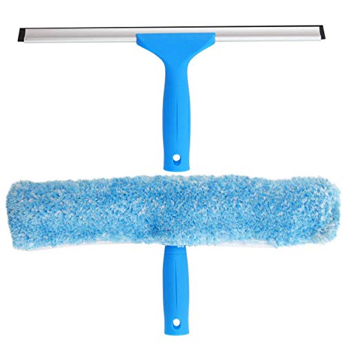Mr.siga Professional Window Cleaning Combo - Squeegee &amp; Microfiber Window Scrubber, 14"