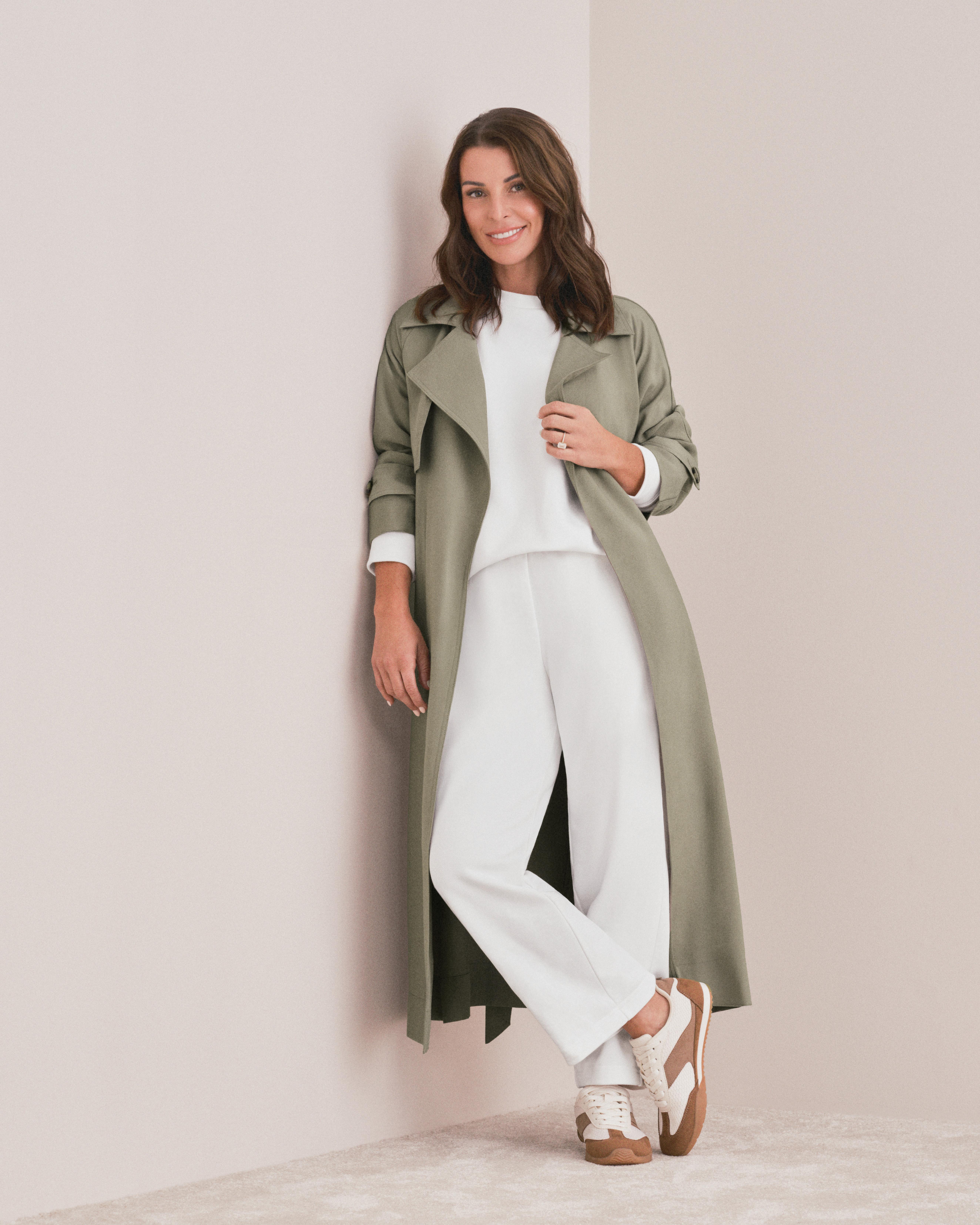 By Coleen Draped Tie Waist Trench Coat
