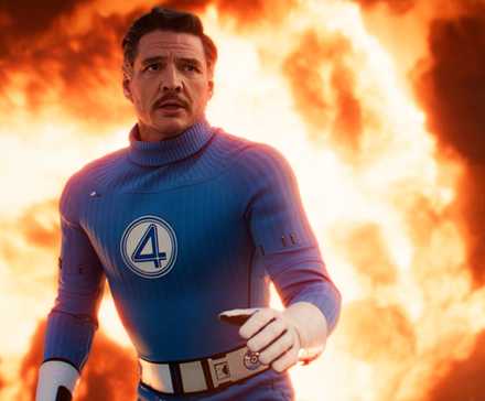 Pedro Pascal As Reed Richards In Front Of An Explosion In Fantastic Four First Steps