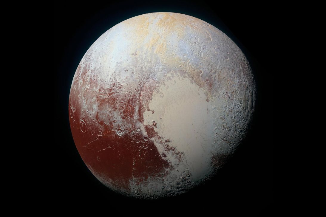 NASA's New Horizons spacecraft captured this view of Pluto in 2015, featuring what many see as a heart shape in the bottom right area.