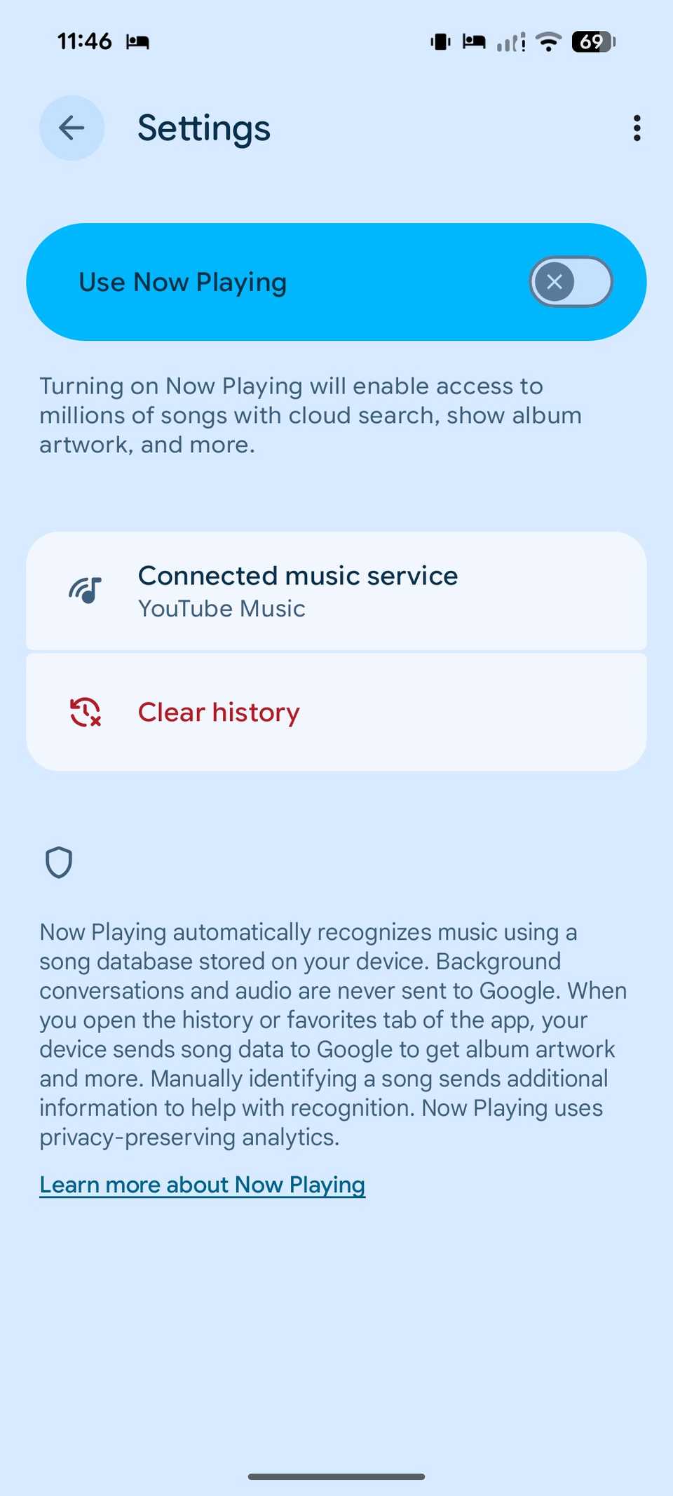 disable Now Playing on Pixel
