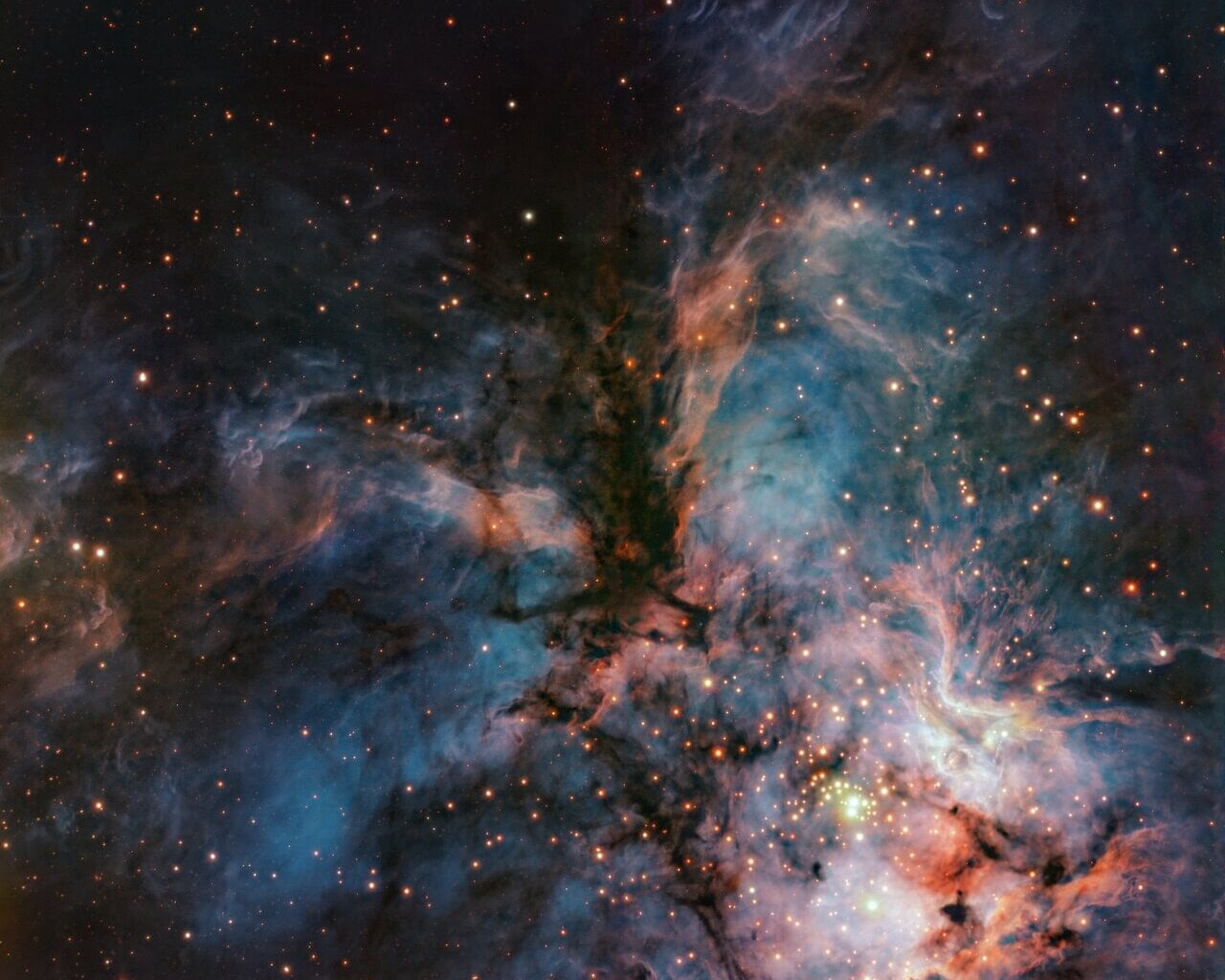 ESO's picture of the week shows a "cosmic hawk" and countless young stars in the RCW 36 nebula. Credit: ESO/A. R. G. do Brito do Vale et al. (2026).