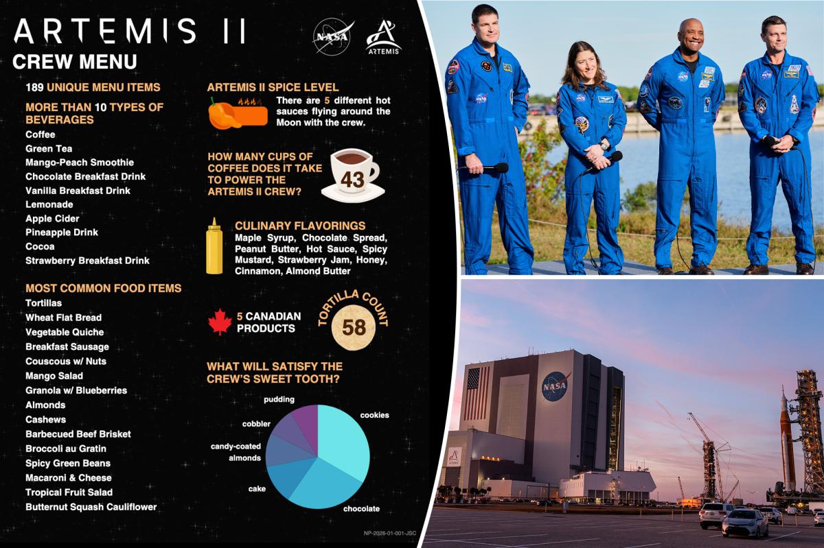 Artemis II astronauts will eat on these 189 foods on the moon mission