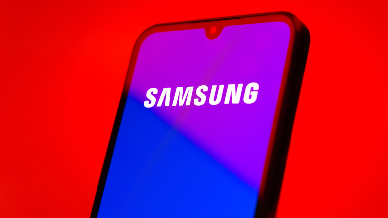 samsung logo on smartphone screen