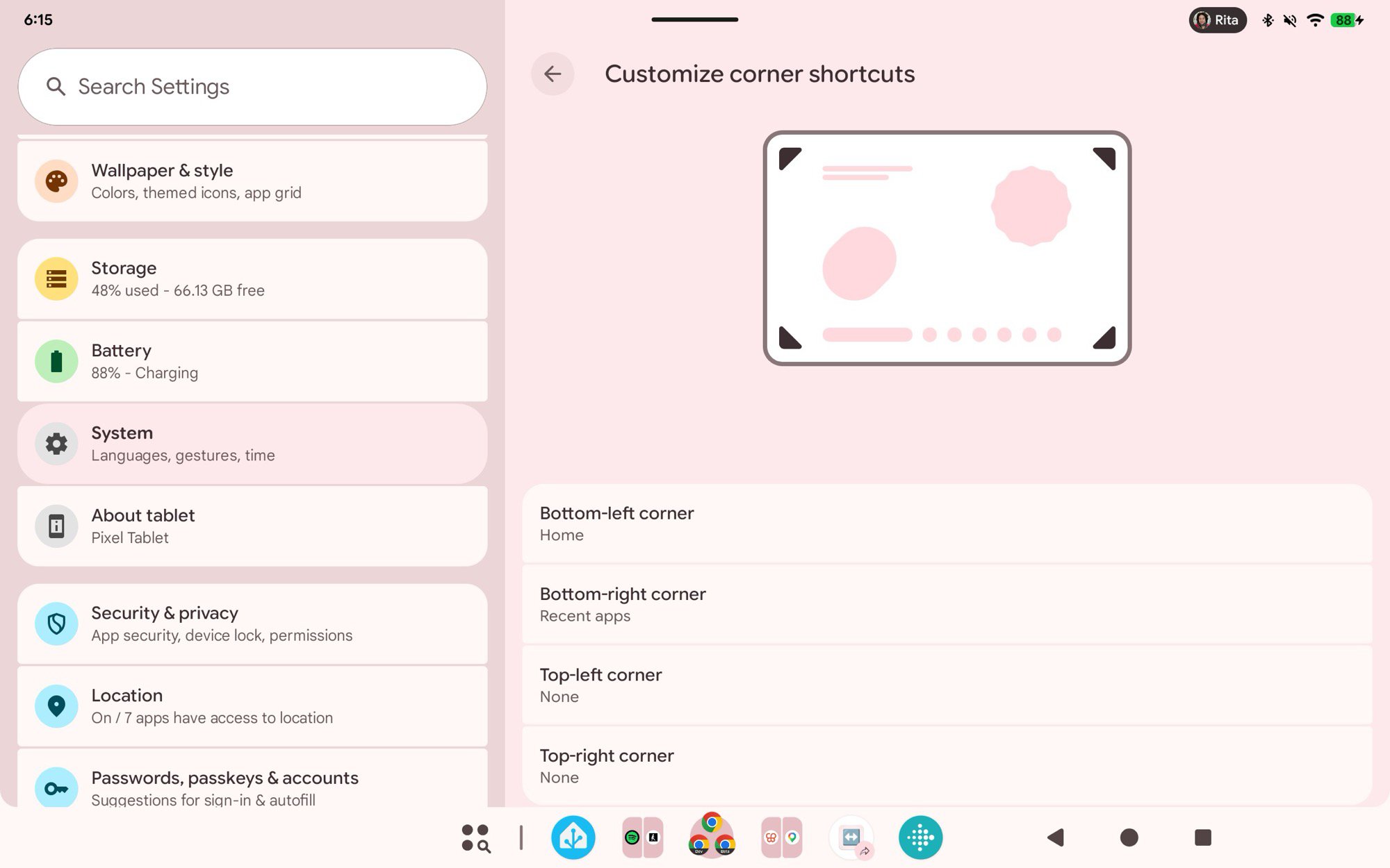 screenshot pixel tablet android mouse settings corner shortcuts