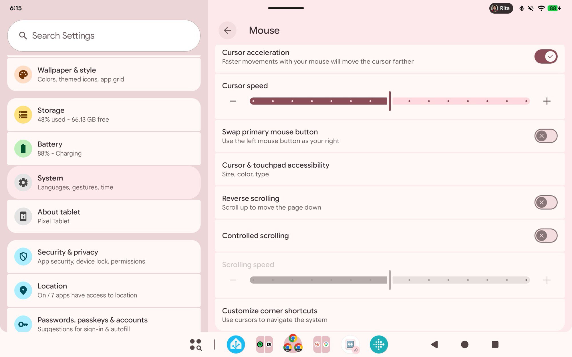 screenshot pixel tablet android mouse settings