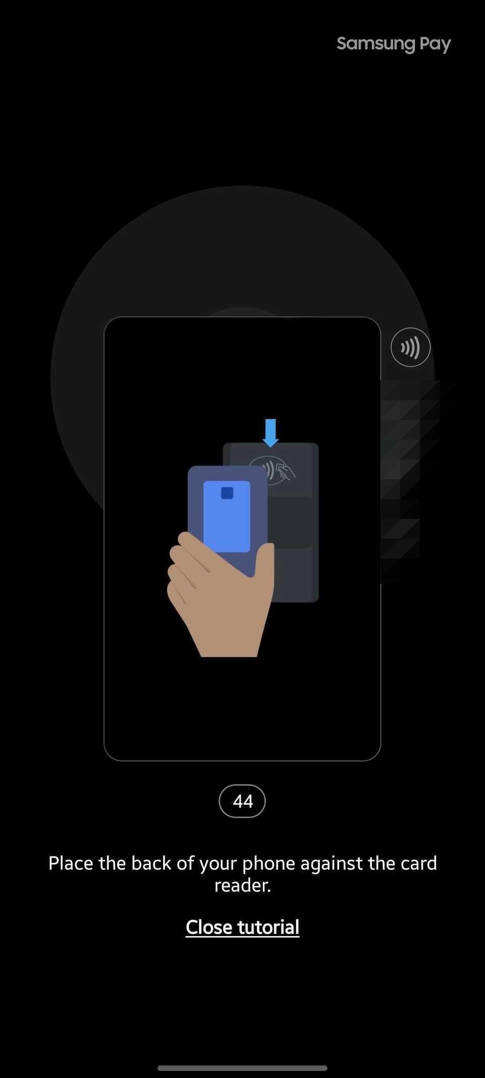 Screenshot showing Samsung Wallet making payment