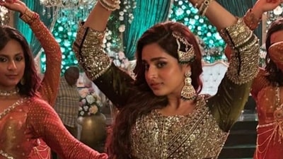 Ayesha Khan in a still from the song Shararat, from the film Dhurandhar.