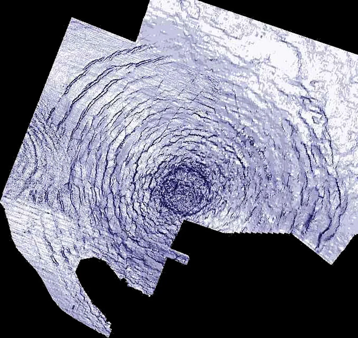 A seismic map of Silverpit Crater. Credit and copyright Phil Allen (Production Geoscience Ltd) and Simon Stewart (BP)
