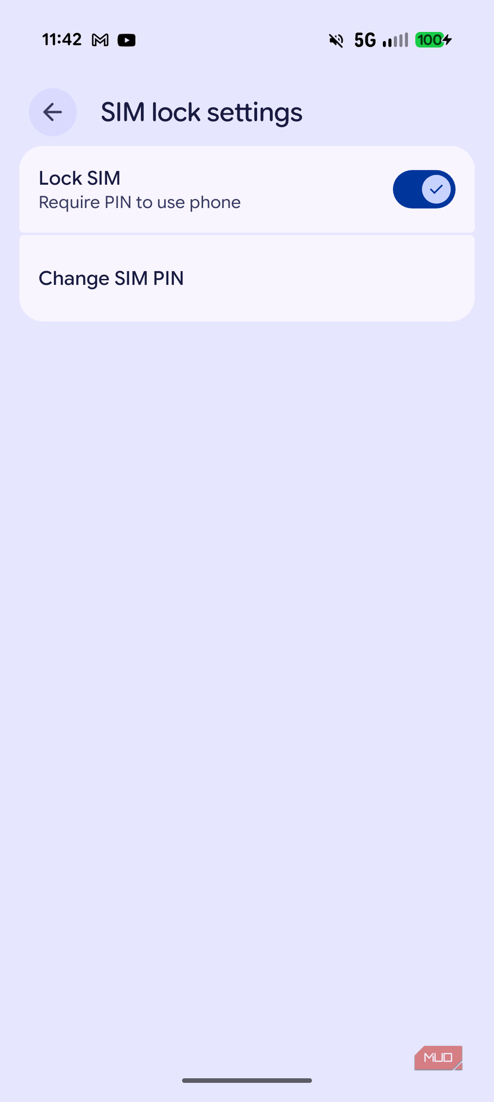 SIM Lock Android Settings